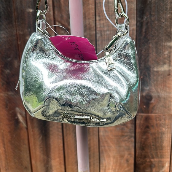 Betsey Johnson Silver Diva Rhinestone Micro Silver Pouch - Picture 14 of 15